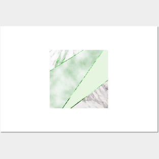 Lush forest green with silver marble Posters and Art